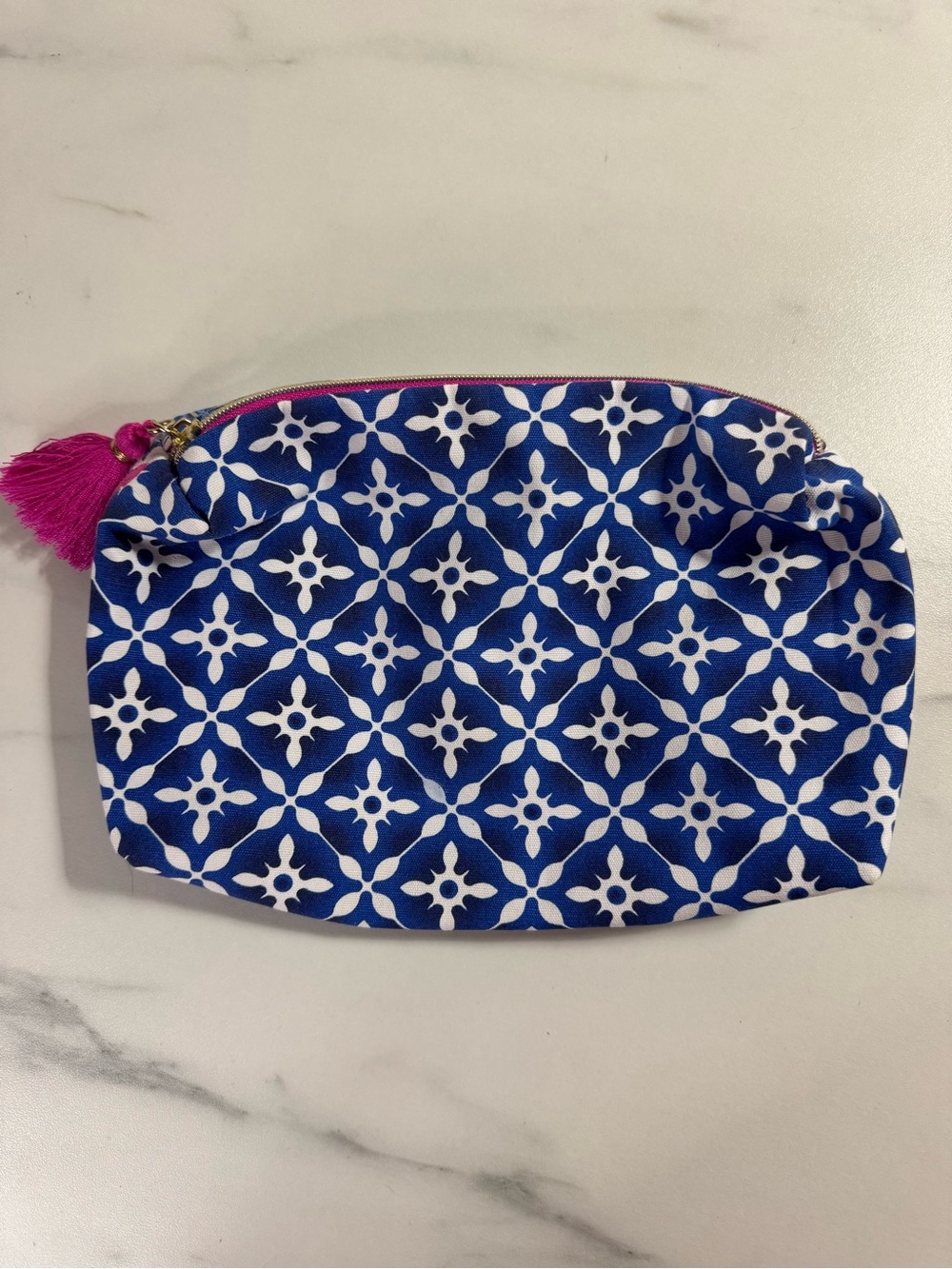 Estee Lauder Blue White Floral Paisley Cosmetic Makeup Bag Pink Tassel 2 designs